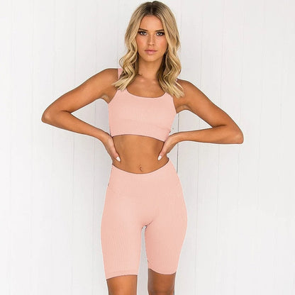 2 Piece Set Yoga Seamless Gym Yoga Women High Waist Sport Bra Top Fitness Clothing Sport Pants Leggings The Clothing Company Sydney