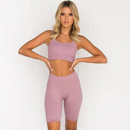 2 Piece Set Yoga Seamless Gym Yoga Women High Waist Sport Bra Top Fitness Clothing Sport Pants Leggings The Clothing Company Sydney