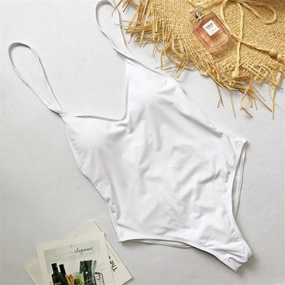 V Neck One Piece Swimsuit Backless Monokini  Bather Plus size High cut Bathing Suit Swim Bodysuit Swimwear The Clothing Company Sydney