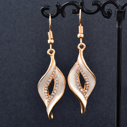Charm White Black Enamel Gold Leaf Drop Earrings Fashion Jewelry The Clothing Company Sydney