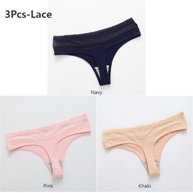 3 Pack Lace Thong G-String Cotton Underwear Lingerie Seamless Panty Intimates Briefs Panties The Clothing Company Sydney