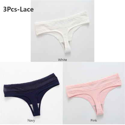 3 Pack Lace Thong G-String Cotton Underwear Lingerie Seamless Panty Intimates Briefs Panties The Clothing Company Sydney