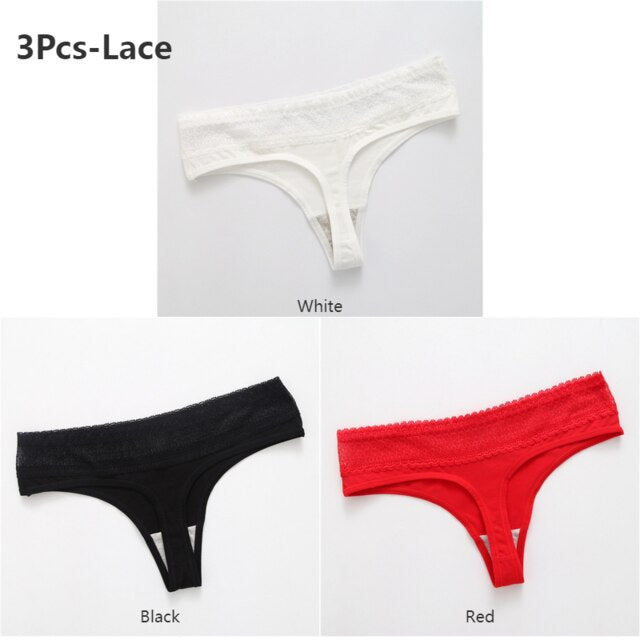 3 Pack Lace Thong G-String Cotton Underwear Lingerie Seamless Panty Intimates Briefs Panties The Clothing Company Sydney