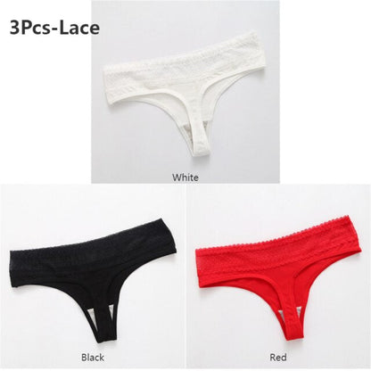 3 Pack Lace Thong G-String Cotton Underwear Lingerie Seamless Panty Intimates Briefs Panties The Clothing Company Sydney