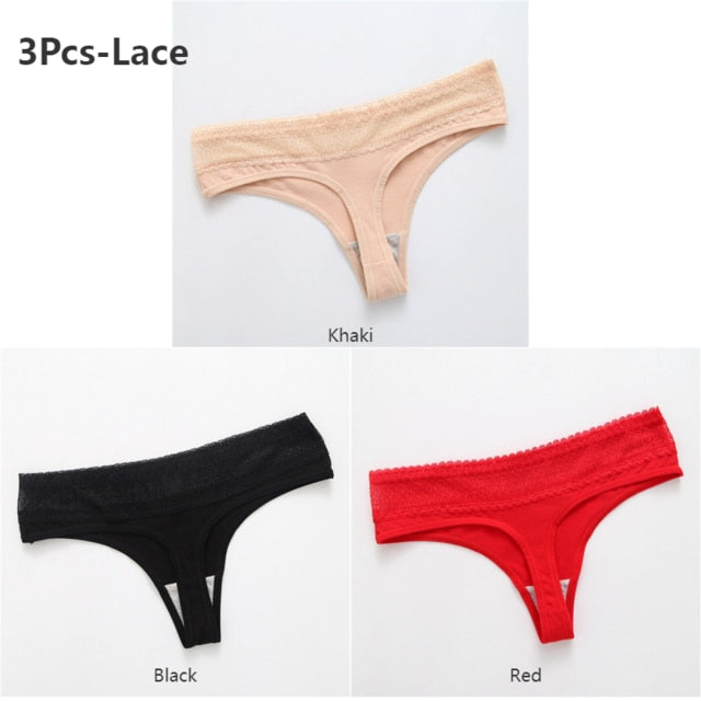 3 Pack Lace Thong G-String Cotton Underwear Lingerie Seamless Panty Intimates Briefs Panties The Clothing Company Sydney