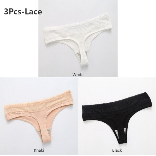 3 Pack Lace Thong G-String Cotton Underwear Lingerie Seamless Panty Intimates Briefs Panties The Clothing Company Sydney