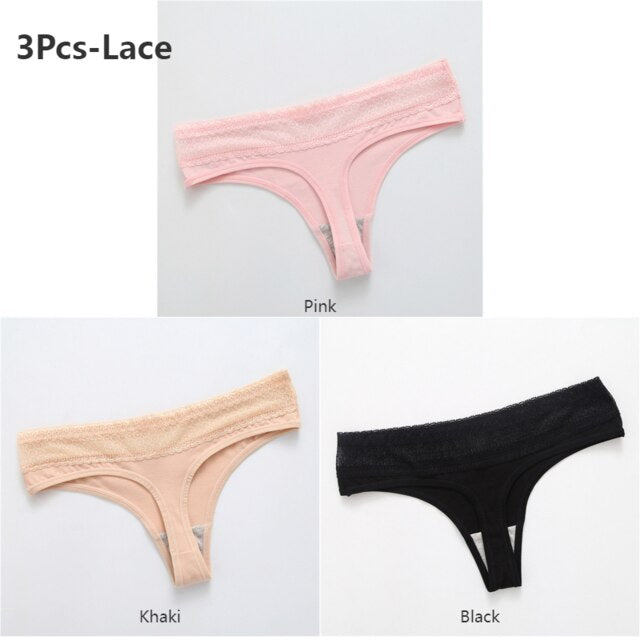 3 Pack Lace Thong G-String Cotton Underwear Lingerie Seamless Panty Intimates Briefs Panties The Clothing Company Sydney