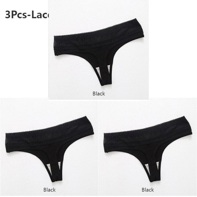 3 Pack Lace Thong G-String Cotton Underwear Lingerie Seamless Panty Intimates Briefs Panties The Clothing Company Sydney