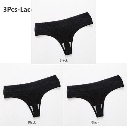 3 Pack Lace Thong G-String Cotton Underwear Lingerie Seamless Panty Intimates Briefs Panties The Clothing Company Sydney