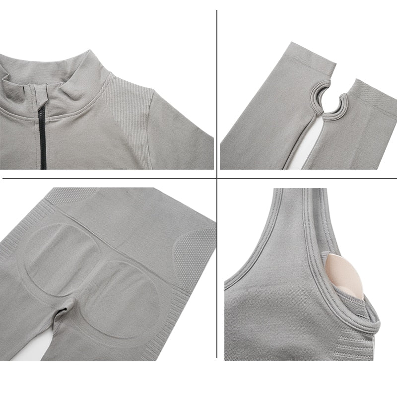 3 Piece Seamless  Women Yoga Sets Ladies Sport Gym suits Wear Running Clothes women Fitness Sport Yoga Suit Keep warm yoga clothing The Clothing Company Sydney