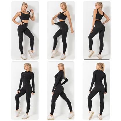 3 Piece Seamless  Women Yoga Sets Ladies Sport Gym suits Wear Running Clothes women Fitness Sport Yoga Suit Keep warm yoga clothing The Clothing Company Sydney