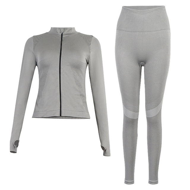 3 Piece Seamless  Women Yoga Sets Ladies Sport Gym suits Wear Running Clothes women Fitness Sport Yoga Suit Keep warm yoga clothing The Clothing Company Sydney
