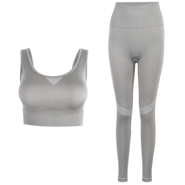 3 Piece Seamless  Women Yoga Sets Ladies Sport Gym suits Wear Running Clothes women Fitness Sport Yoga Suit Keep warm yoga clothing The Clothing Company Sydney