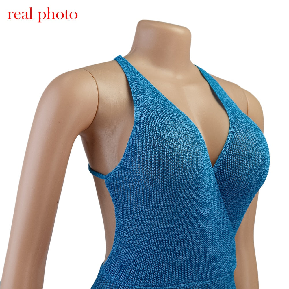 Crochet Beach Maxi See Through Plunge Backless Bandage Sleeveless Lacing Split Long Dresses The Clothing Company Sydney