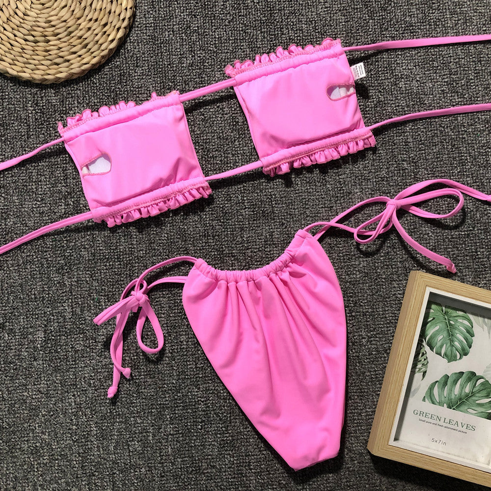2 Piece Bandeau Top Swimsuit Swimwear Push Up Swimming Bathing Suit Beachwear Micro Bikini Set The Clothing Company Sydney