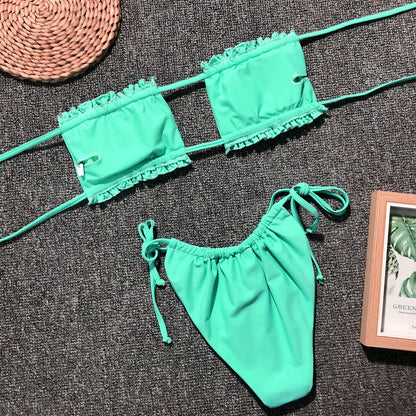 2 Piece Bandeau Top Swimsuit Swimwear Push Up Swimming Bathing Suit Beachwear Micro Bikini Set The Clothing Company Sydney
