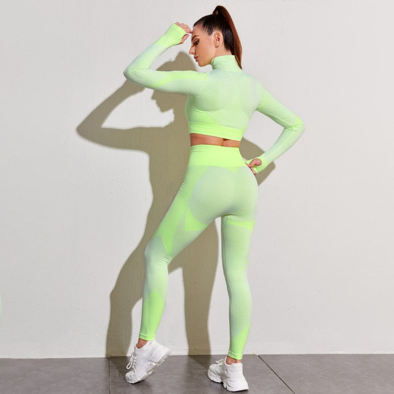 2/3 Piece Seamless Women Yoga Set Workout Sportswear Gym Clothing Fitness Long Sleeve Crop Top High Waist Leggings Sports Suits The Clothing Company Sydney