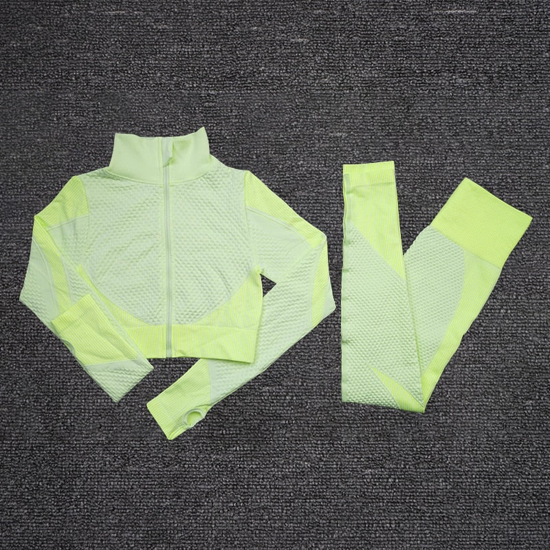 2/3 Piece Seamless Women Yoga Set Workout Sportswear Gym Clothing Fitness Long Sleeve Crop Top High Waist Leggings Sports Suits The Clothing Company Sydney