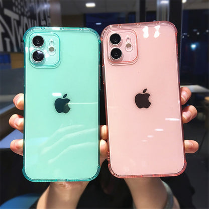 Candy Color Transparent Silicone Case For iPhone 12 11 13 Pro Max Plus X XR XS Camera Protection Shell The Clothing Company Sydney