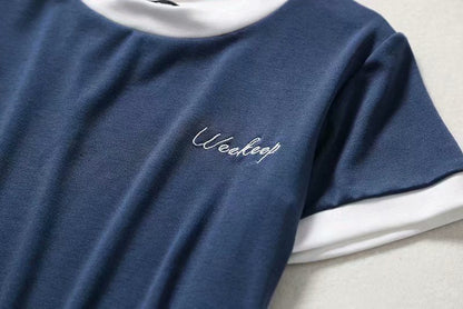 Cotton casual short sleeve summer letter embroidery contrast color rompers jumpsuit bodysuit The Clothing Company Sydney