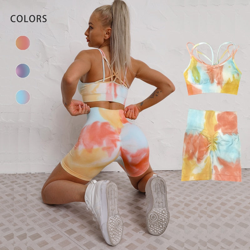 2 Piece Dye Seamless yoga set  Women gym fitness clothing sportswear sports bra high waist gym leggings sports suits yoga suits The Clothing Company Sydney