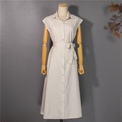 Spring Summer Shirt Dress Multi Colors Casual Sleeveless Striped Oversize Lace Up Long Dress The Clothing Company Sydney