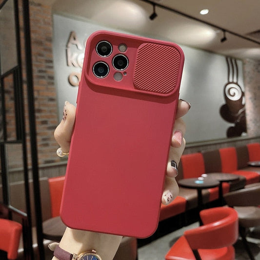 Camera Lens Protection Liquid Silicone Case on For iPhone 11 12 Pro Max 8 7 6 6s Plus Xr Xs Max X 13 12 Lens push and Pull Cover The Clothing Company Sydney