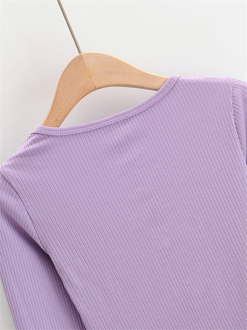 V Neck Long Sleeve Casual Crop Top Knitted T Shirt Slim Ribbed White Top The Clothing Company Sydney