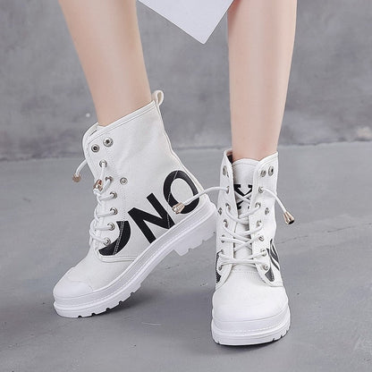 Vulcanized Platform Women's Mesh High-top Lace-up Casual Shoes Walking Sneakers Boots The Clothing Company Sydney