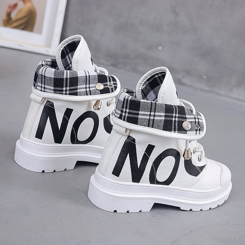 Vulcanized Platform Women's Mesh High-top Lace-up Casual Shoes Walking Sneakers Boots The Clothing Company Sydney