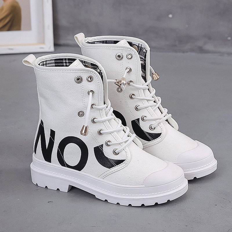 Vulcanized Platform Women's Mesh High-top Lace-up Casual Shoes Walking Sneakers Boots The Clothing Company Sydney