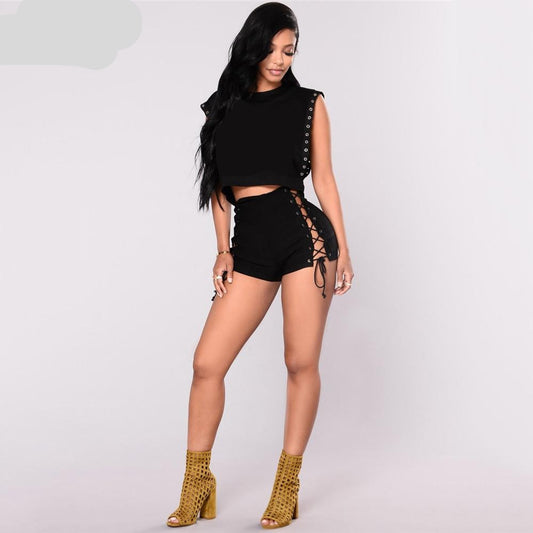 Sexy Bandage Jeans Shorts Women Rave Streetwear Hollow Out High Waist Jean Short Black Bodycon Denim Shorts The Clothing Company Sydney