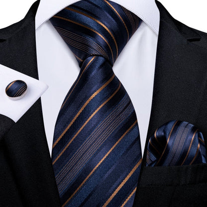 3 Piece Designer Mens Wedding Tie Gold Black Striped Silk Neck Ties Hanky Cufflinks Set The Clothing Company Sydney