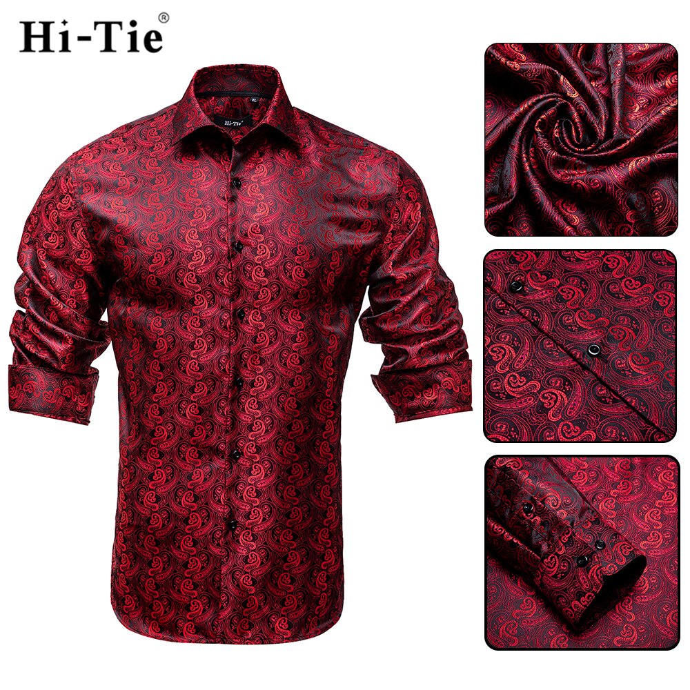 Blue Men's Shirts Paisley Floral Silk Gold Long Sleeve Casual Shirt Business Party Wedding Dress Shirt The Clothing Company Sydney
