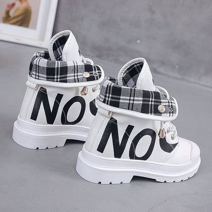 Vulcanized Platform Women's Mesh High-top Lace-up Casual Shoes Walking Sneakers Boots The Clothing Company Sydney