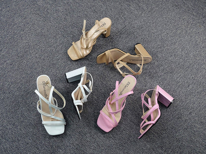 Block Heel Women Shoes Ladies Sandals High Heels White Pink Beige The Clothing Company Sydney