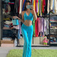 2 Piece Halter bandage v-neck sleeveless ruched tops sweatpants matching clubwear stretchy skinny bodycon Set The Clothing Company Sydney