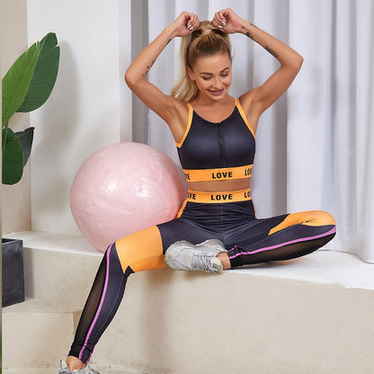 2 Piece Hollow Sport Outfit Backless Fitness Clothing Yoga Suit with Bra Pad Sportswear Gym Workout Activewear Set The Clothing Company Sydney