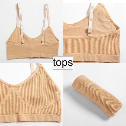 2 Piece Bra Lingerie Underwear Bralette Ribbed Tops Brassiere Basic Stretchy Tank Crop Tops Set The Clothing Company Sydney
