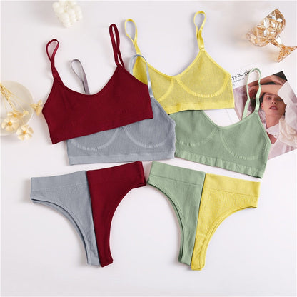 2 Piece Bra Lingerie Underwear Bralette Ribbed Tops Brassiere Basic Stretchy Tank Crop Tops Set The Clothing Company Sydney