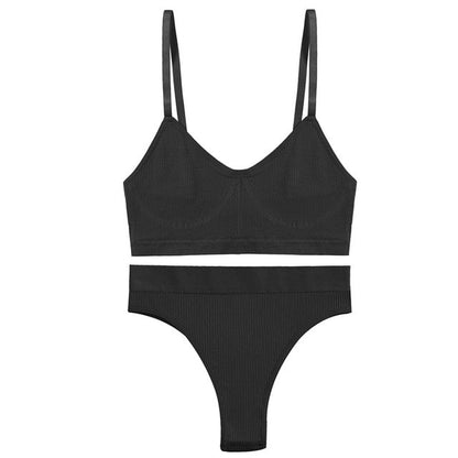 2 Piece Bra Lingerie Underwear Bralette Ribbed Tops Brassiere Basic Stretchy Tank Crop Tops Set The Clothing Company Sydney