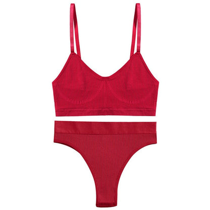 2 Piece Bra Lingerie Underwear Bralette Ribbed Tops Brassiere Basic Stretchy Tank Crop Tops Set The Clothing Company Sydney