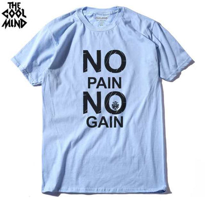 cotton no pain no gain print men casual body building o-neck men Tshirt short sleeve T-shirt tee shirt The Clothing Company Sydney