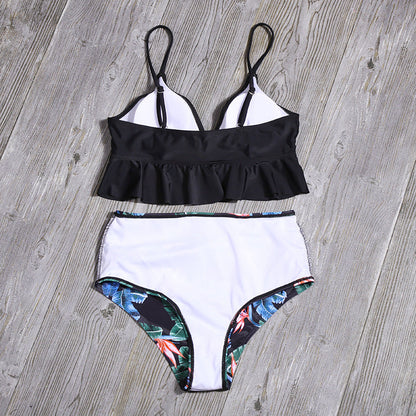 2 Piece Flounced Push Up Floral Print Swimsuit Summer Bikini Suit Youth Beach Swimming High Waist Boho Style Swimwear The Clothing Company Sydney