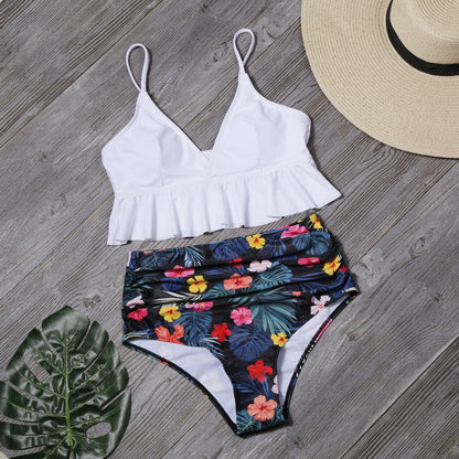 2 Piece Flounced Push Up Floral Print Swimsuit Summer Bikini Suit Youth Beach Swimming High Waist Boho Style Swimwear The Clothing Company Sydney