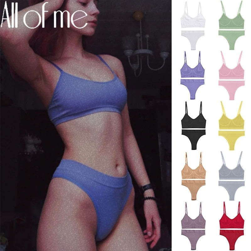 2 Piece Bra Lingerie Underwear Bralette Ribbed Tops Brassiere Basic Stretchy Tank Crop Tops Set The Clothing Company Sydney