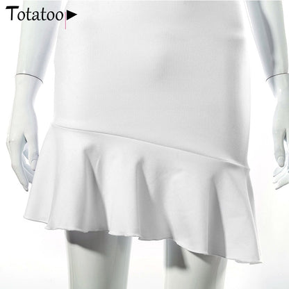 Elegant V Neck Ruffles Strap Bodycon Summer Sleeveless Office Lady Vintage Party White Dress The Clothing Company Sydney
