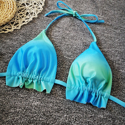 2 Piece Pink Ruffled Frilled Bikini swimsuit swimwear Two piece bikini set Halter Bather String bathing suit The Clothing Company Sydney