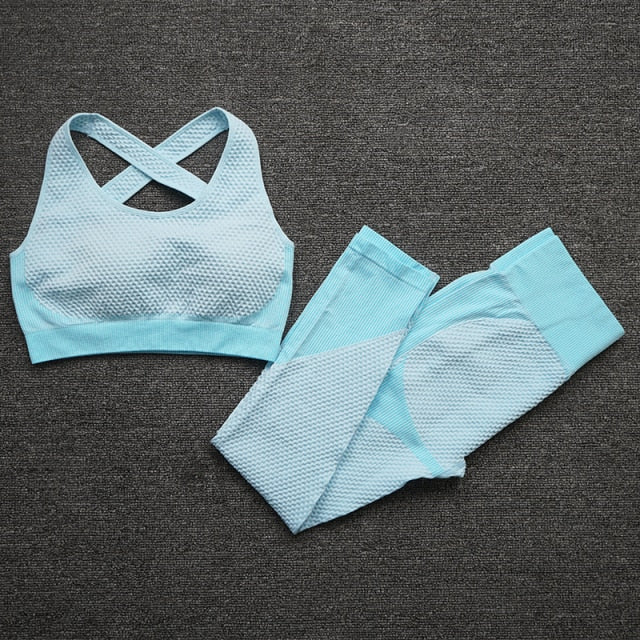 2/3 Piece Seamless Women Yoga Set Workout Sportswear Gym Clothing Fitness Long Sleeve Crop Top High Waist Leggings Sports Suits The Clothing Company Sydney