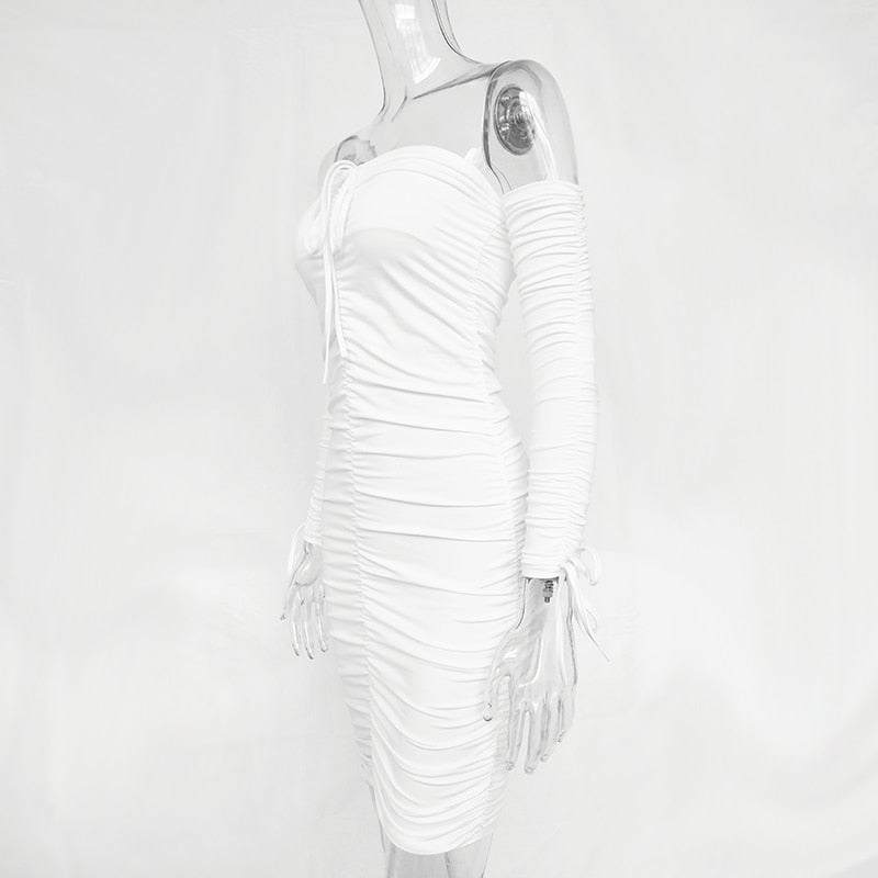 Autumn Winter Bandage Off Shoulder Long Sleeve Slim Elastic Bodycon Party Dresses The Clothing Company Sydney